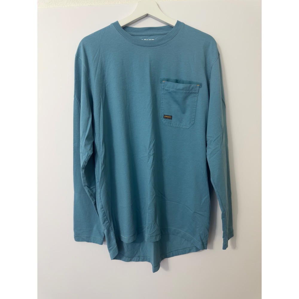 Ariat Rebar Work Shirt Mens Large Blue Long Sleeve Eagle Graphic Pocket